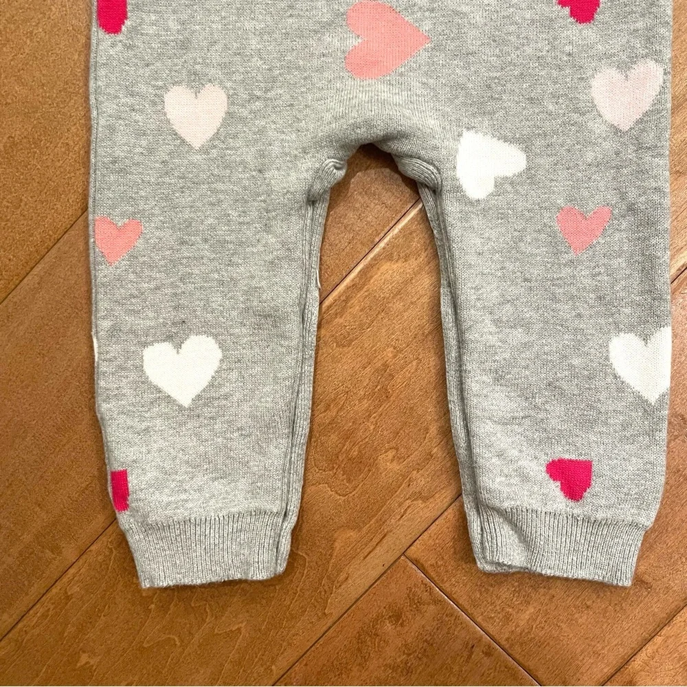 Baby Gap Knit Sweater Set One-Piece 12-18 months Grey Pink White Red Hearts